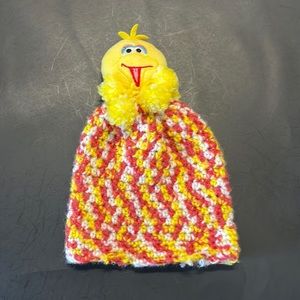 Colorful Kids Crochet Hat with Yellow Character